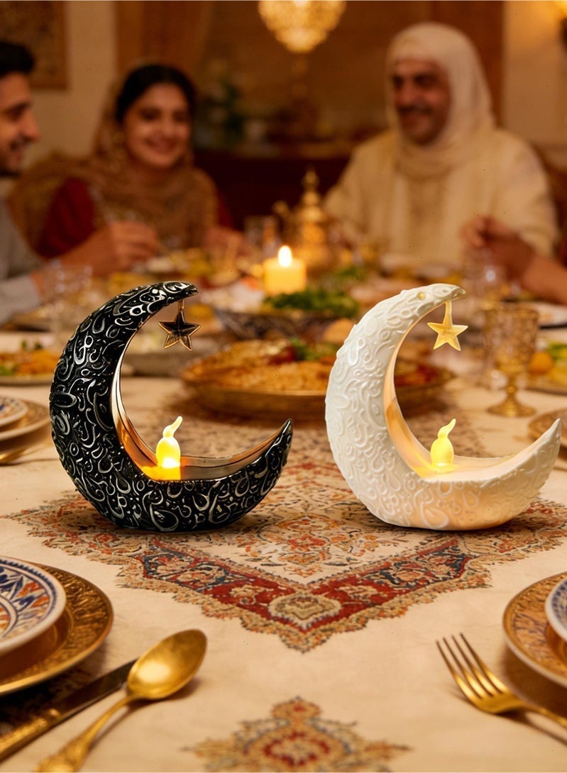 يواوليتي 4 قطع من أضواء رمضان - مصباح رمضان LED على شكل نجمة وقمر، زينة رمضان للمنزل وهدايا حفلات العيد - Image 5